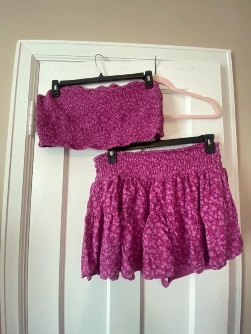 Women’s plus size xxl purple cropped top skort set floral